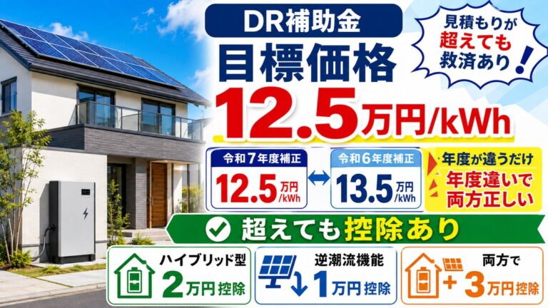 DR補助金の目標価格は12.5万円/kWh｜超えても控除できる場合がある