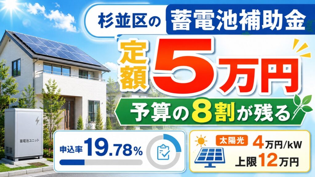 杉並区の蓄電池補助金は定額5万円｜予算の8割が残る今が申請どき